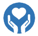 Specialty care icon showing two hands holding a heart.
